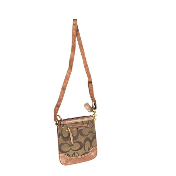 Brown Signature Canvas & Leather Crossbody Bag With Adjustable Strap & Gold-Tone - Picture 3 of 4